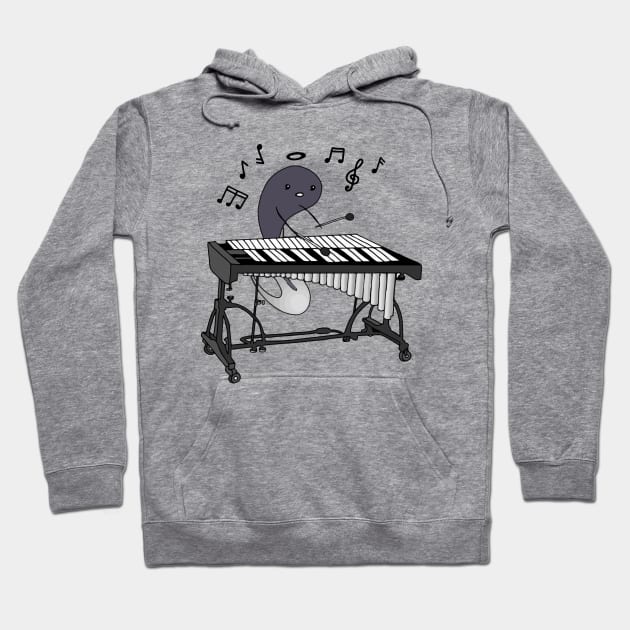 Cute Tadpole Playing Vibraphone In Love with Music (Vibraphonist Melody) Mallet Percussion Instrument Hoodie by Mochabonk